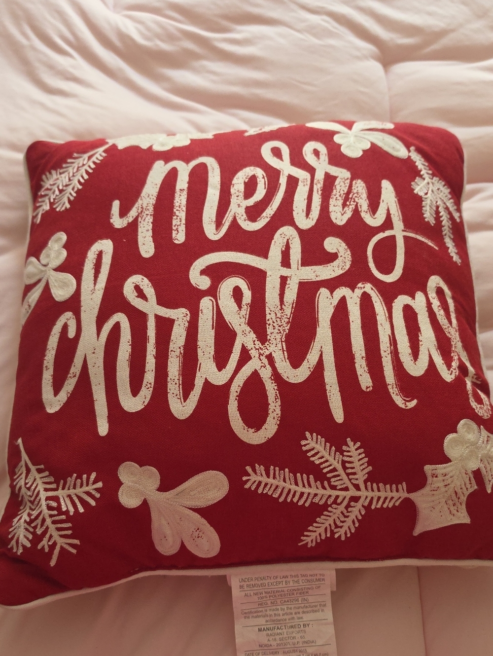 Threshold Red and White "Merry Christmas" Holiday Throw Pillow